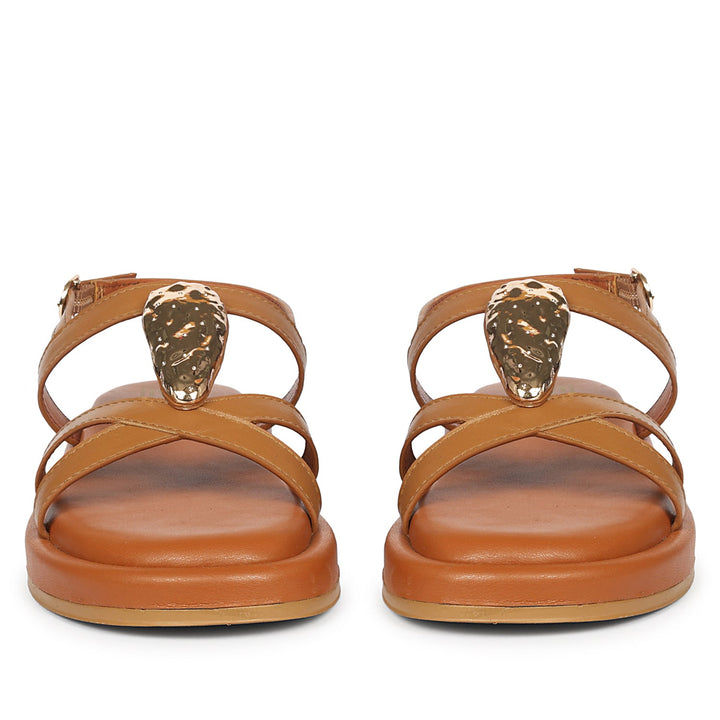 Melany Tan Leather Platform Sandals