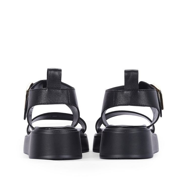 Serafina Black Leather Platform Sandals