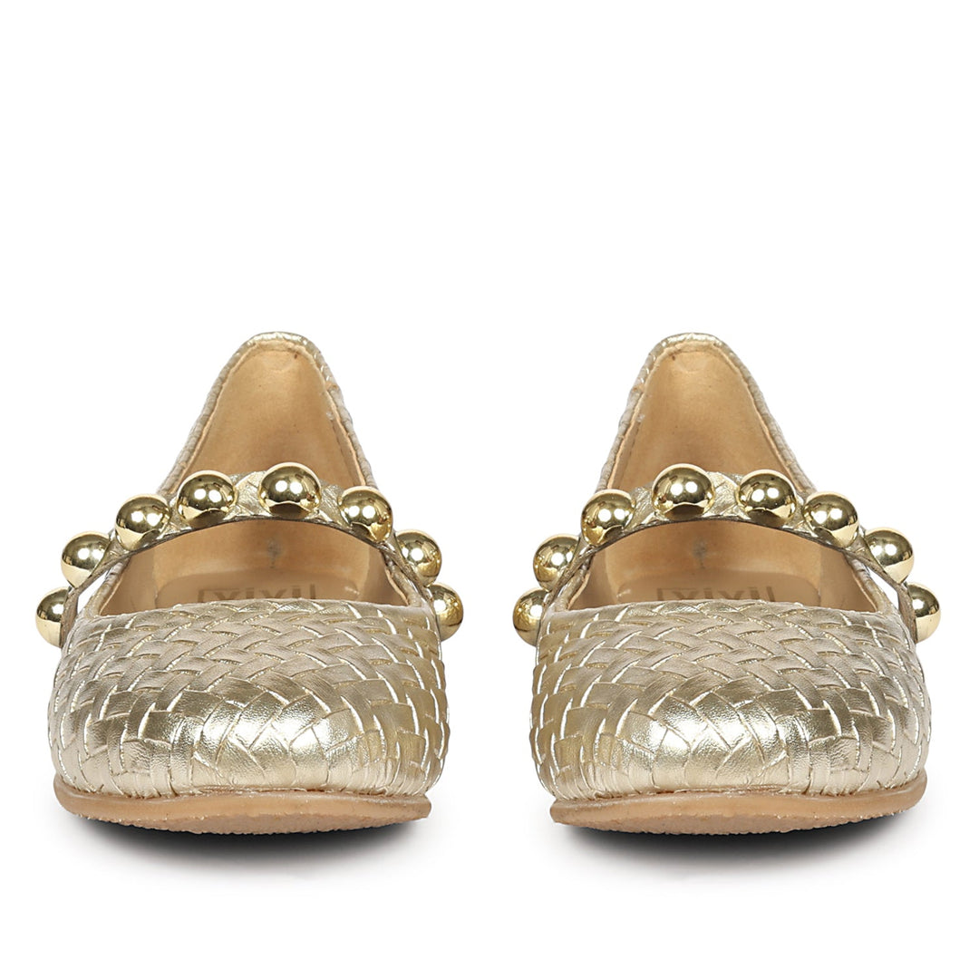 Emelia Gold Leather Ballerina