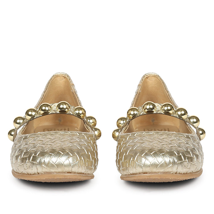 Emelia Gold Leather Ballerina