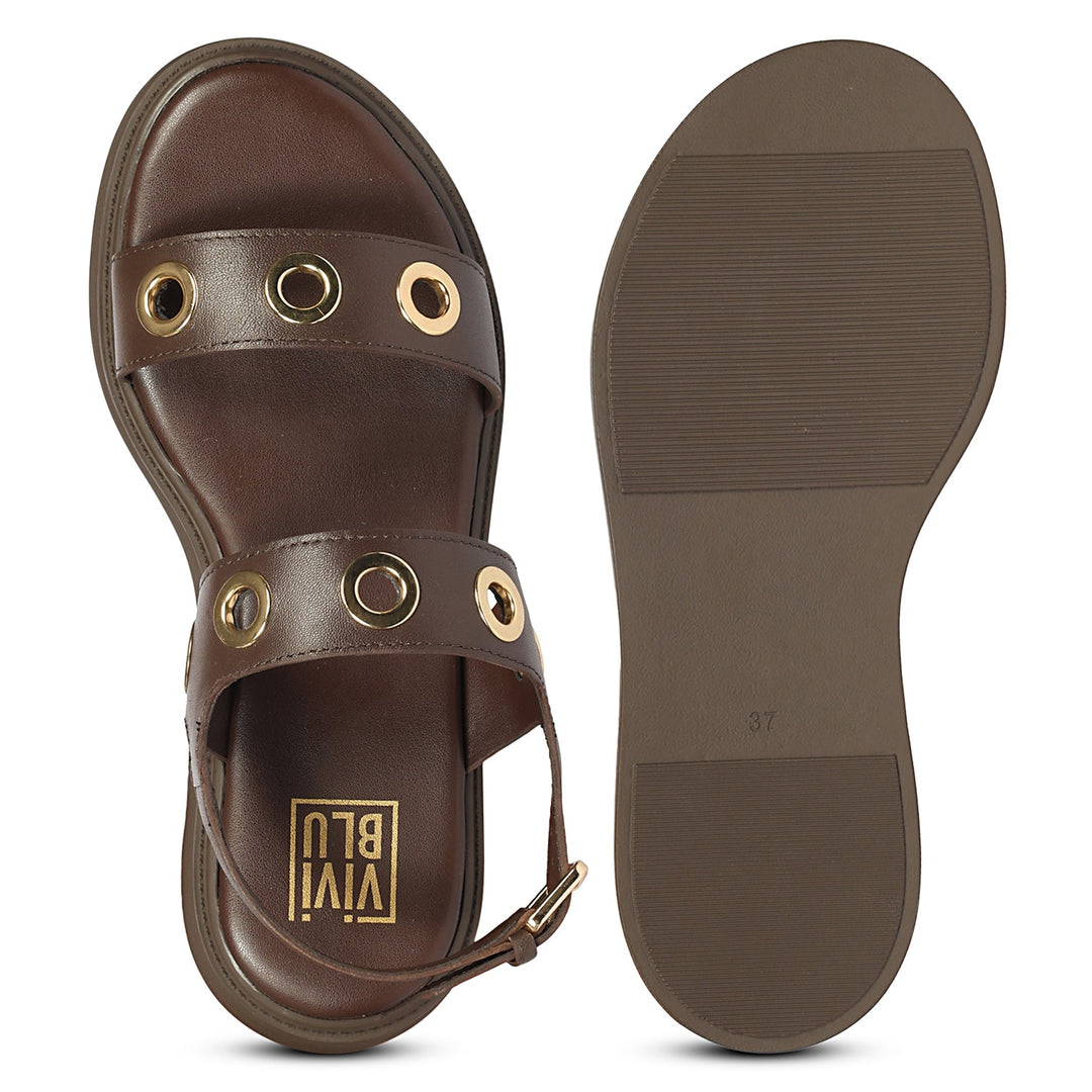 Marlowe Dark Brown Leather Platform Sandals