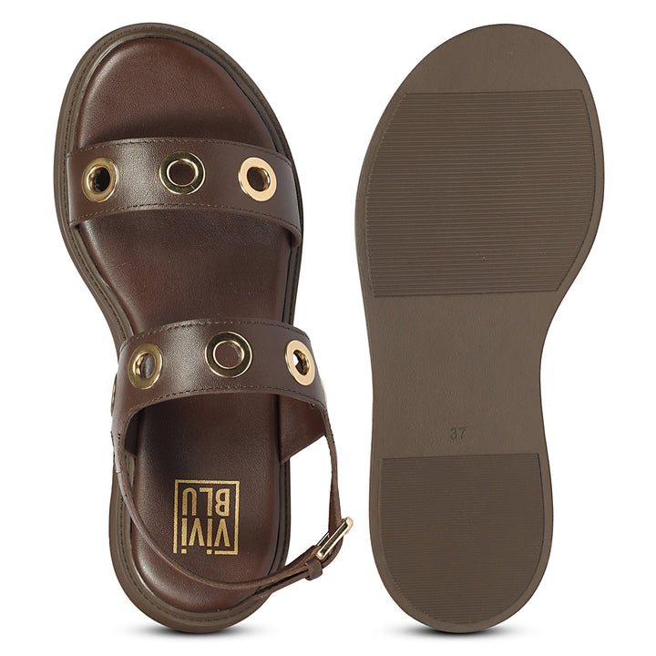 Marlowe Dark Brown Leather Platform Sandals