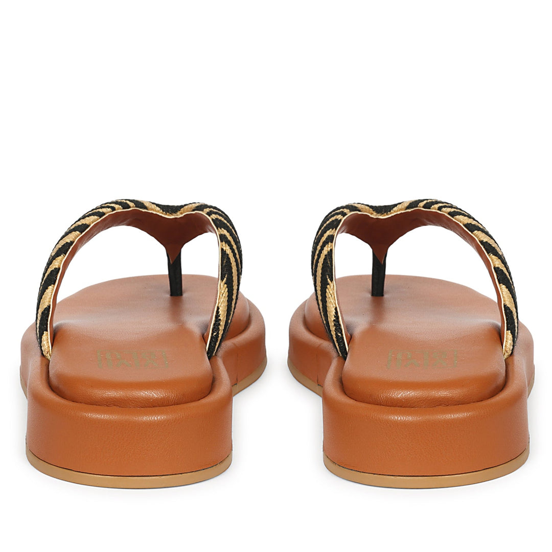 Jolene Beige Leather Flat Sandals