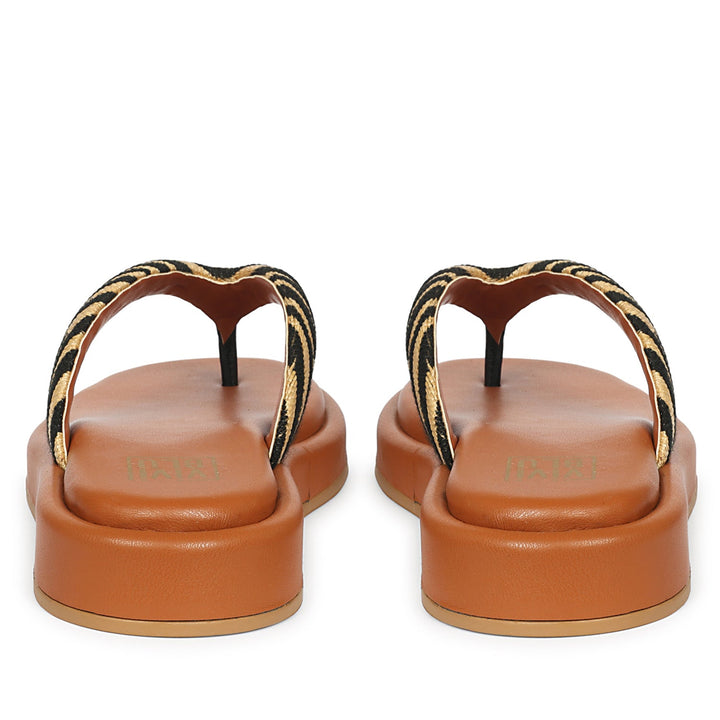 Jolene Beige Leather Flat Sandals