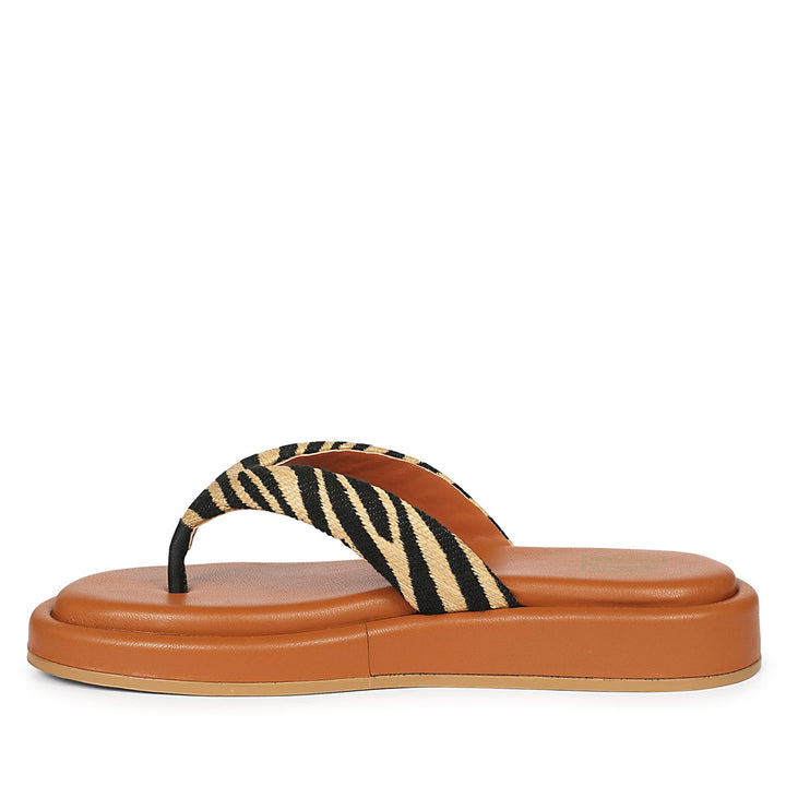 Jolene Beige Leather Flat Sandals