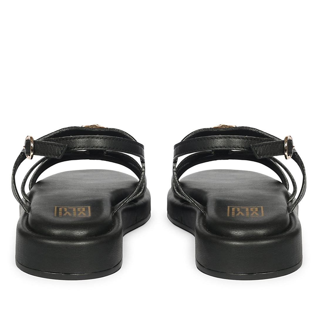 Melany Black Leather Platform Sandals