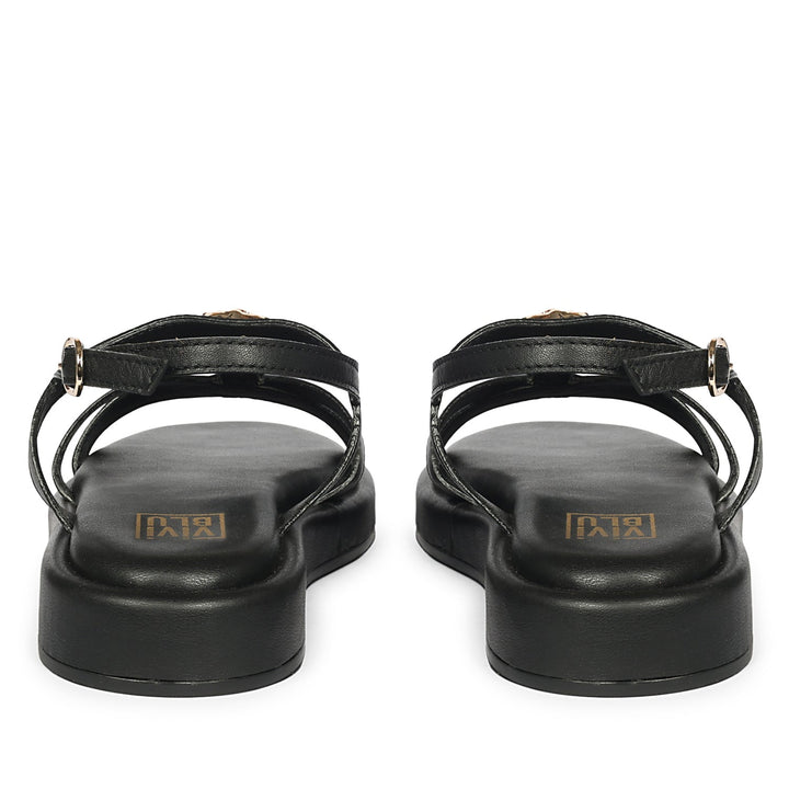 Melany Black Leather Platform Sandals