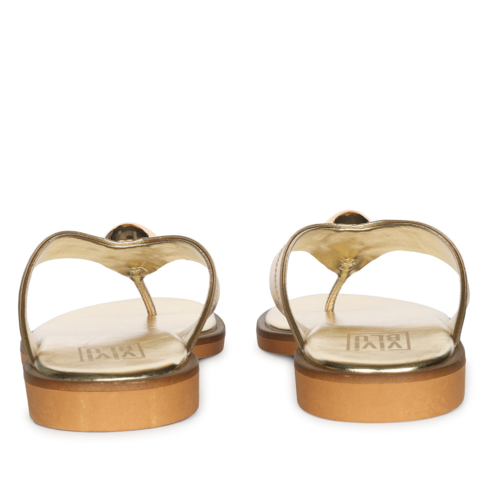 Leyla Platin Leather Flat Sandals