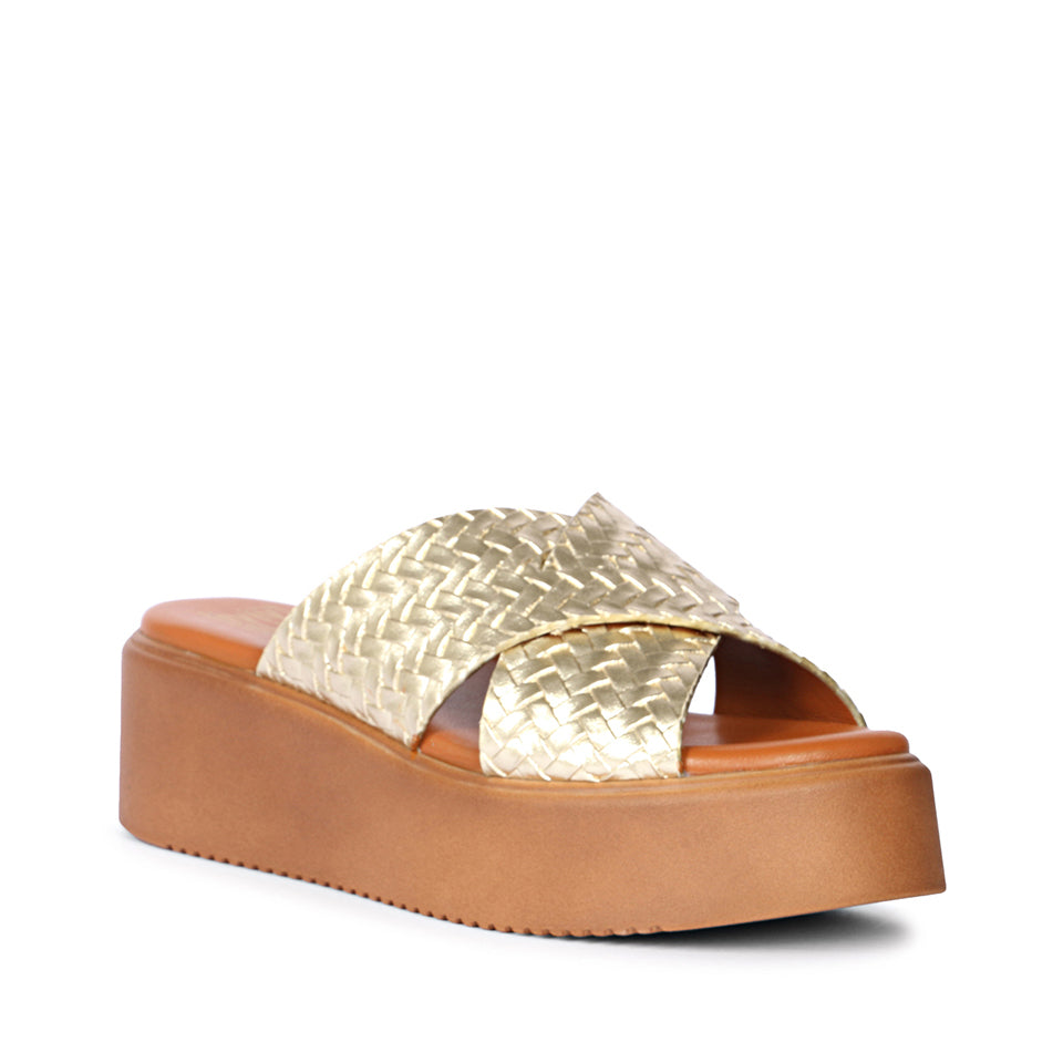 Faelyn Gold Platform Sandals