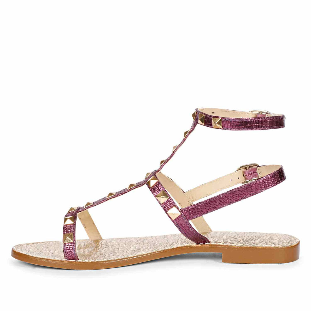 Saint Miriam Purple Leather Flat Sandals