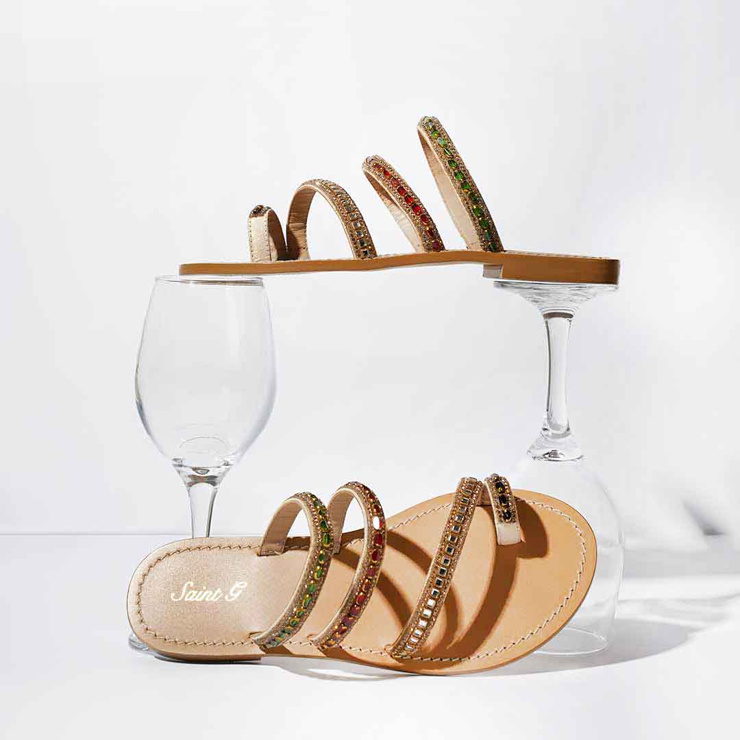 Saint Amber Royale Multi-Stone Leather Flats