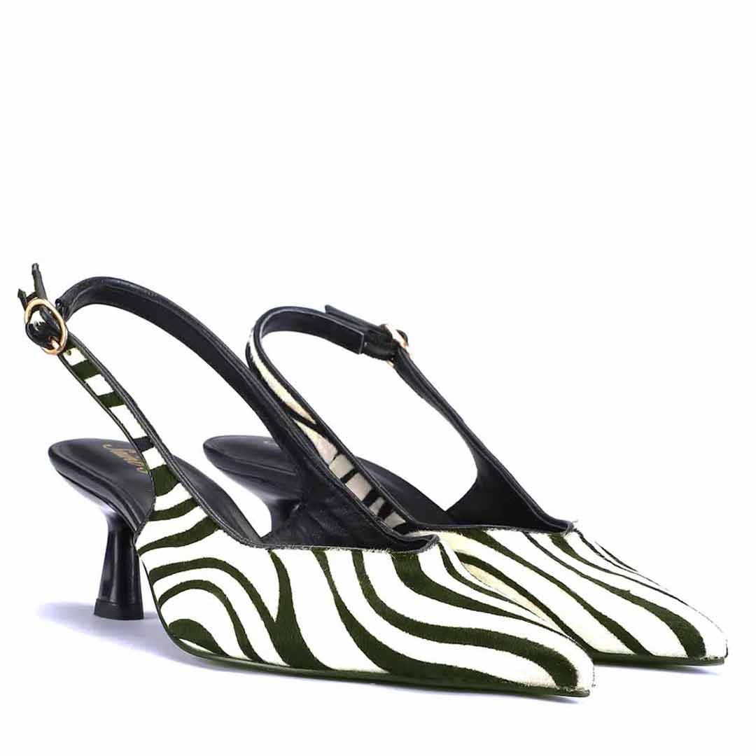 Saint Elara Zebra-Print Slingback Leather Pumps