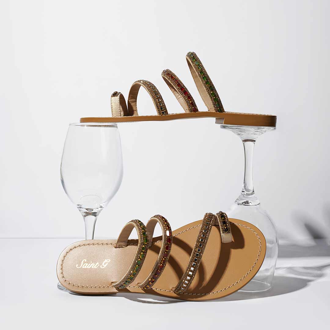 Saint Amber Royale Multi-Stone Leather Flats