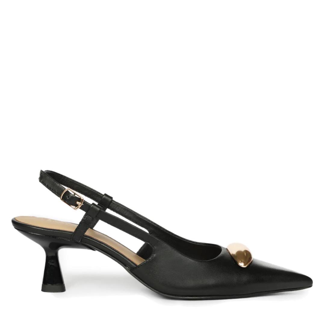 Saint Inara Black Leather Slingback Heels