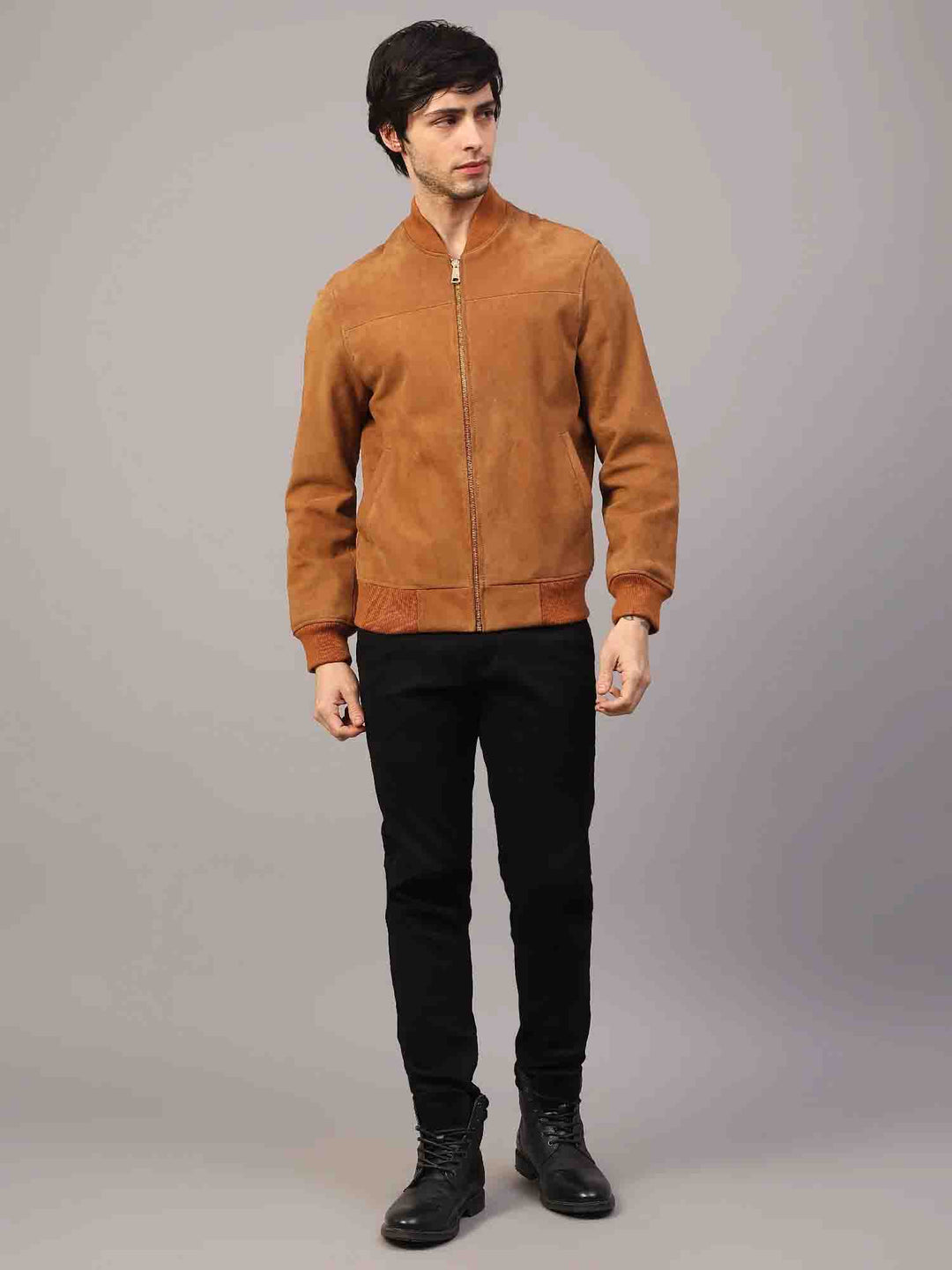 Saint Lorenzo Tan Leather Men's Bomber Style Jackets