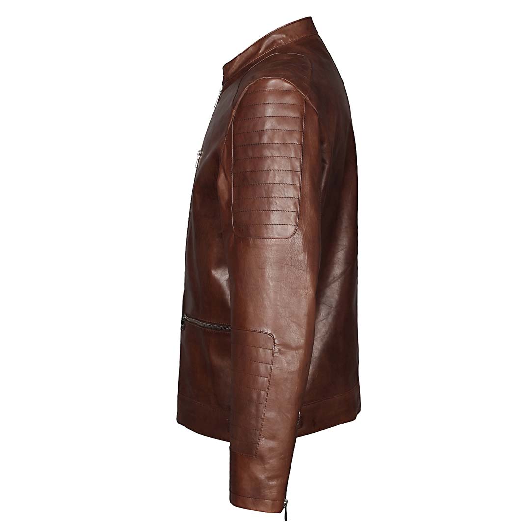 Saint Ellis Burgundy Leather Men's Cafe Racer Jackets