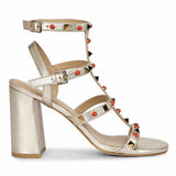 Saint Lorien Platin Leather Studded Block Heels