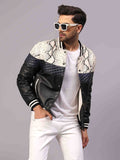 Saint Moreno White Python Print Leather Men's Jackets