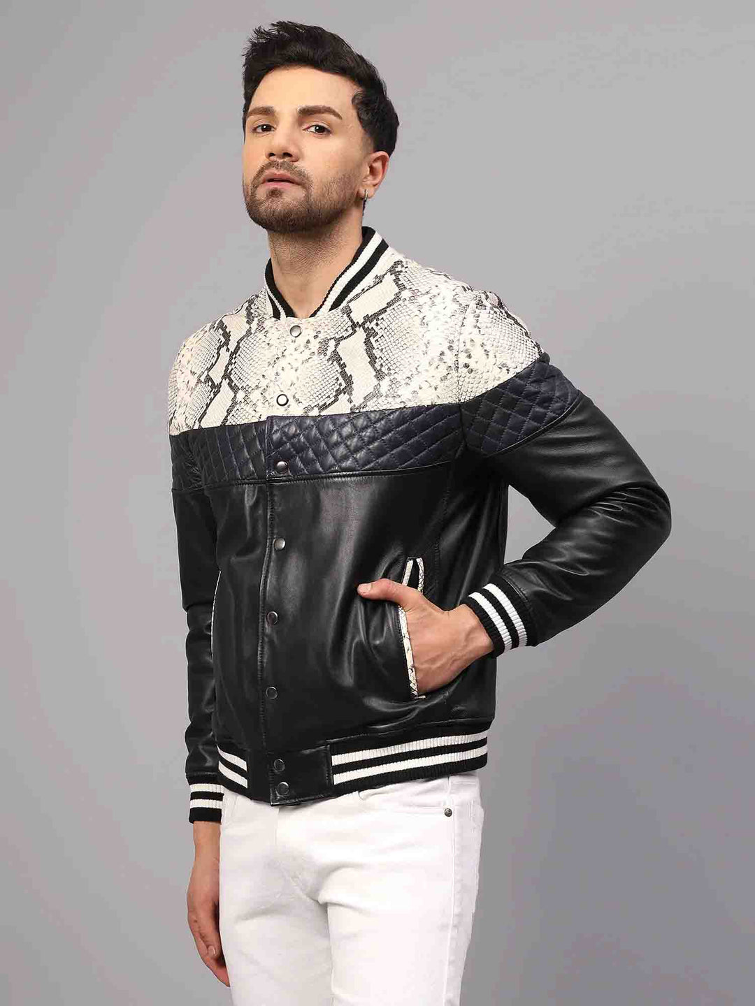 Saint Moreno White Python Print Leather Men's Jackets – SaintG India