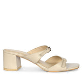 Saint Ellery Buckle Beige Leather Block Heel Sandals