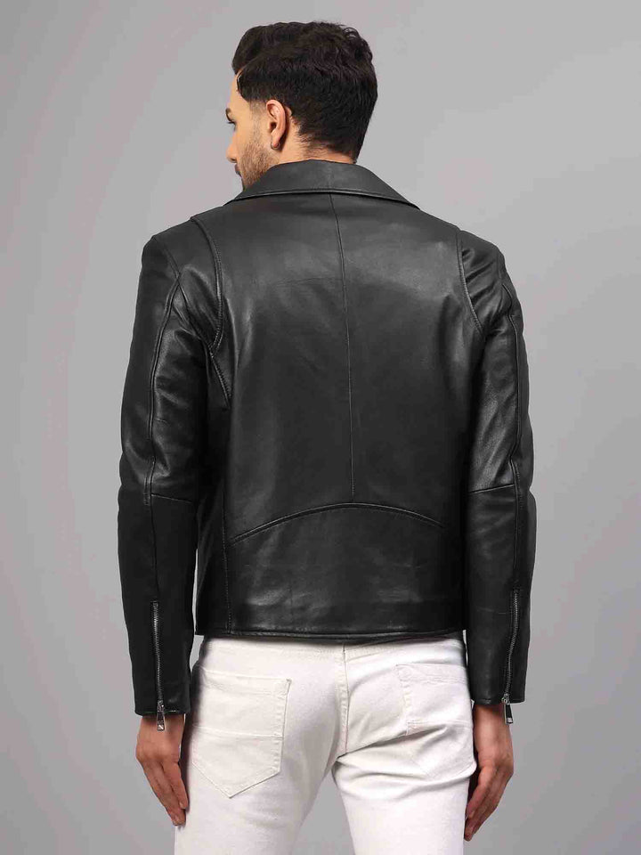 Saint Logan Men's Black Leather Biker Style Jackets