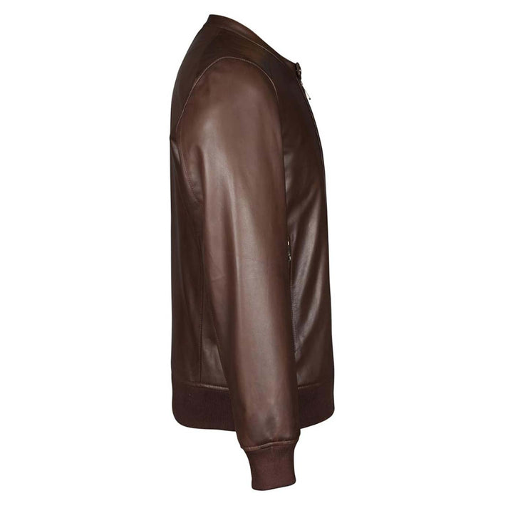 Saint Amorino Brown Leather Men's Bomber Jackets