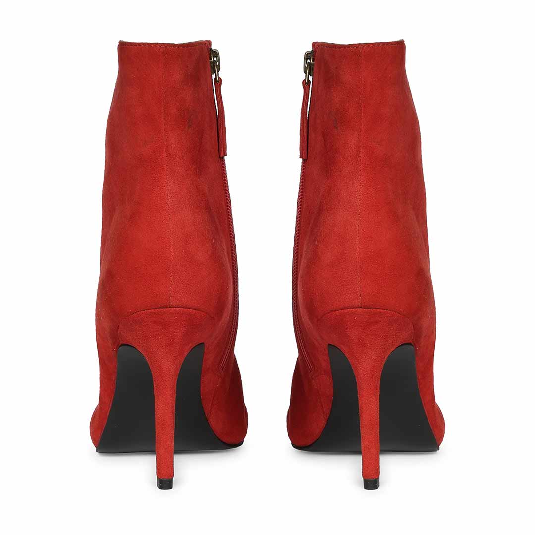 Saint Romola Red Suede Leather Stiletto Ankle Boots