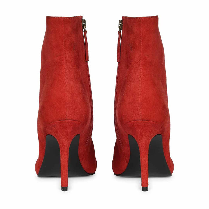 Saint Romola Red Suede Leather Stiletto Ankle Boots