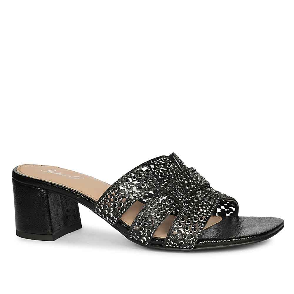 Saint Black Leather Block Heels