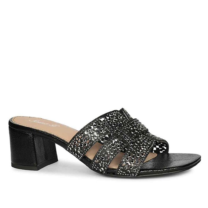 Saint Black Leather Block Heels