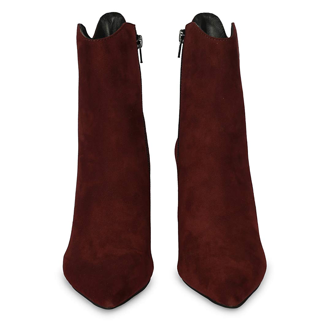 Saint Eliza Burgundy Suede Leather Ankle Boots