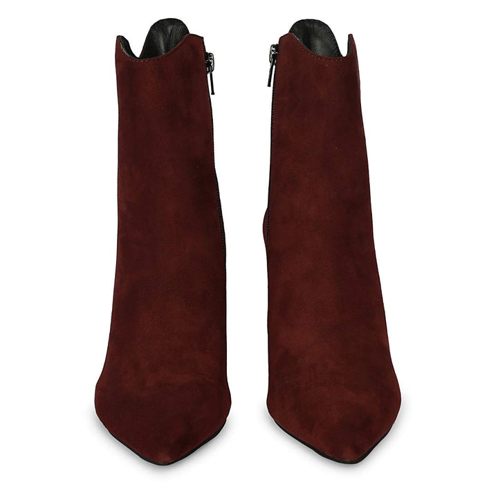 Saint Eliza Burgundy Suede Leather Ankle Boots
