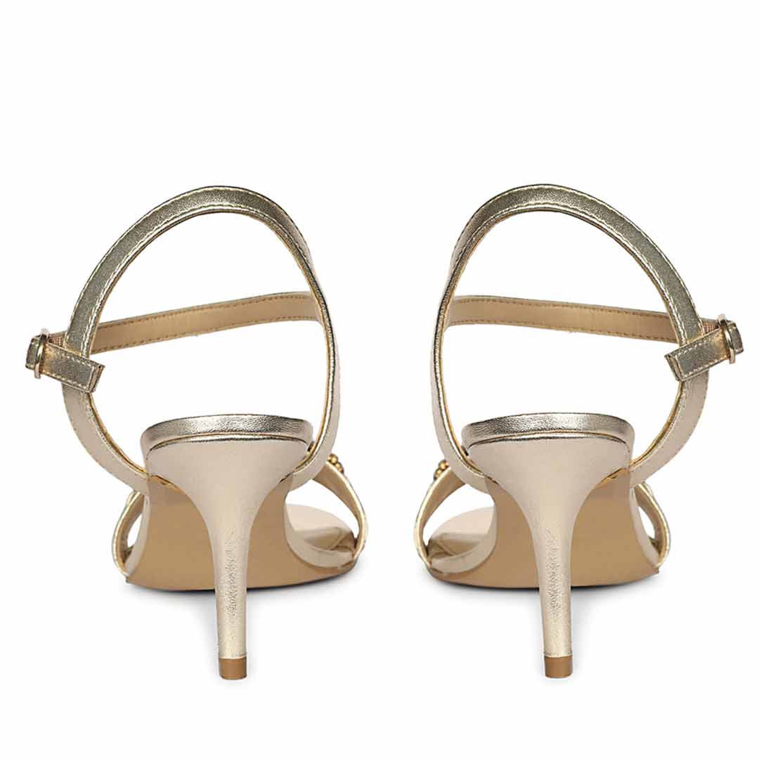 Saint Brittany Crystal Stone Gold Leather Stilettos