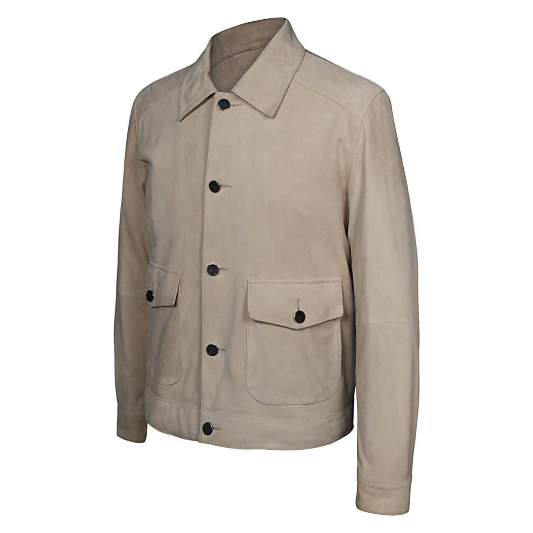 Saint Boris Off White Leather Men's Jacket With Collars