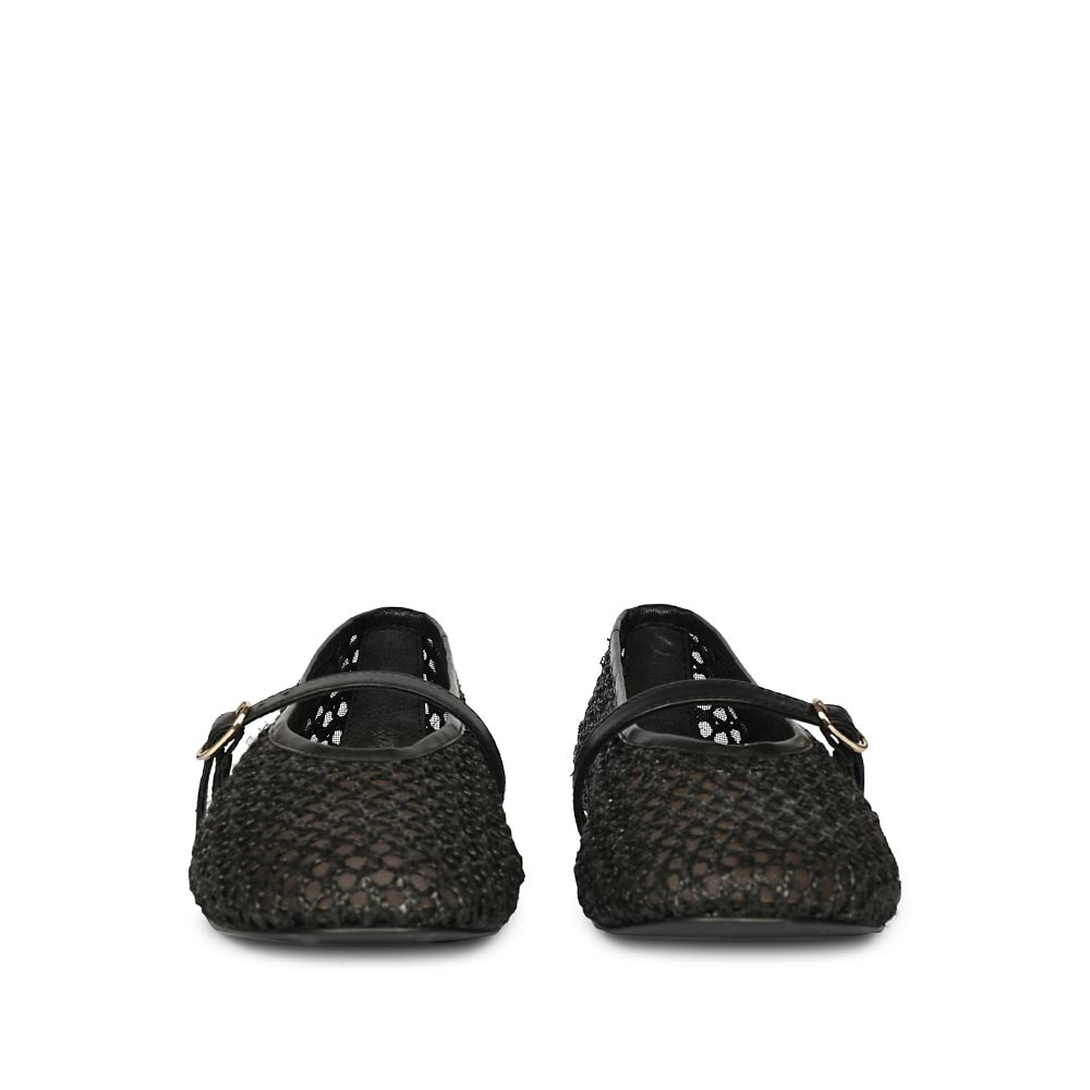 Saint Hattie Woven Black Leather Ballet Flats