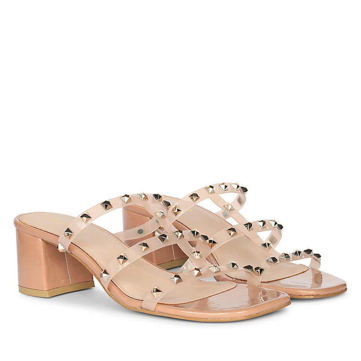 Saint Novara Metal Studded Blush Vegan Leather Heels