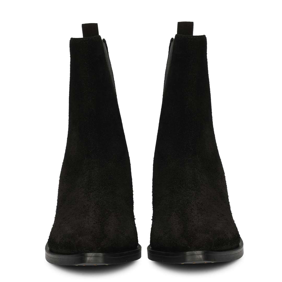Saint Accorda Black Suede Leather Ankle Boots