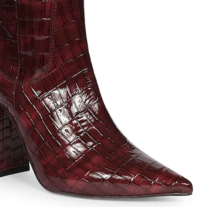 Saint Myla Bordo Croco-Embossed Knee High Leather Boots