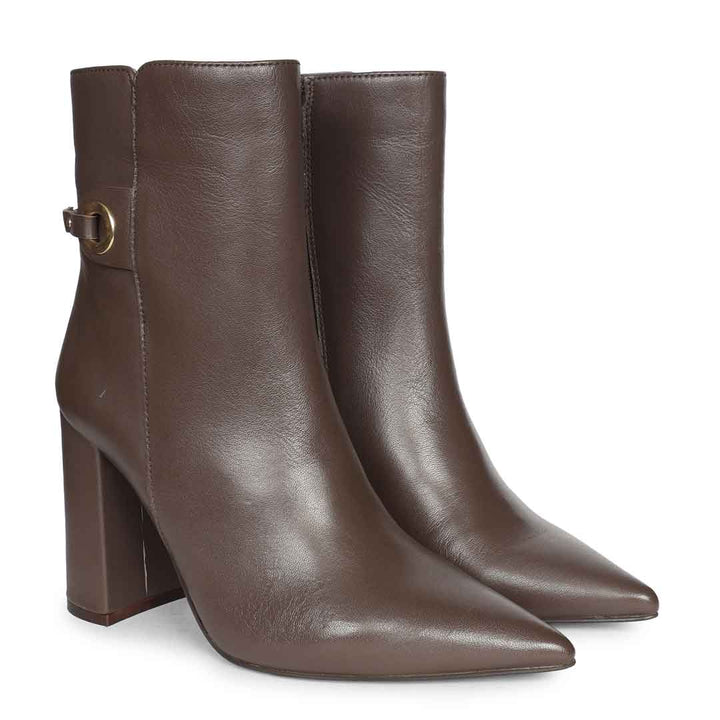 Saint Lana Golden Ring Brown Leather High Ankle
