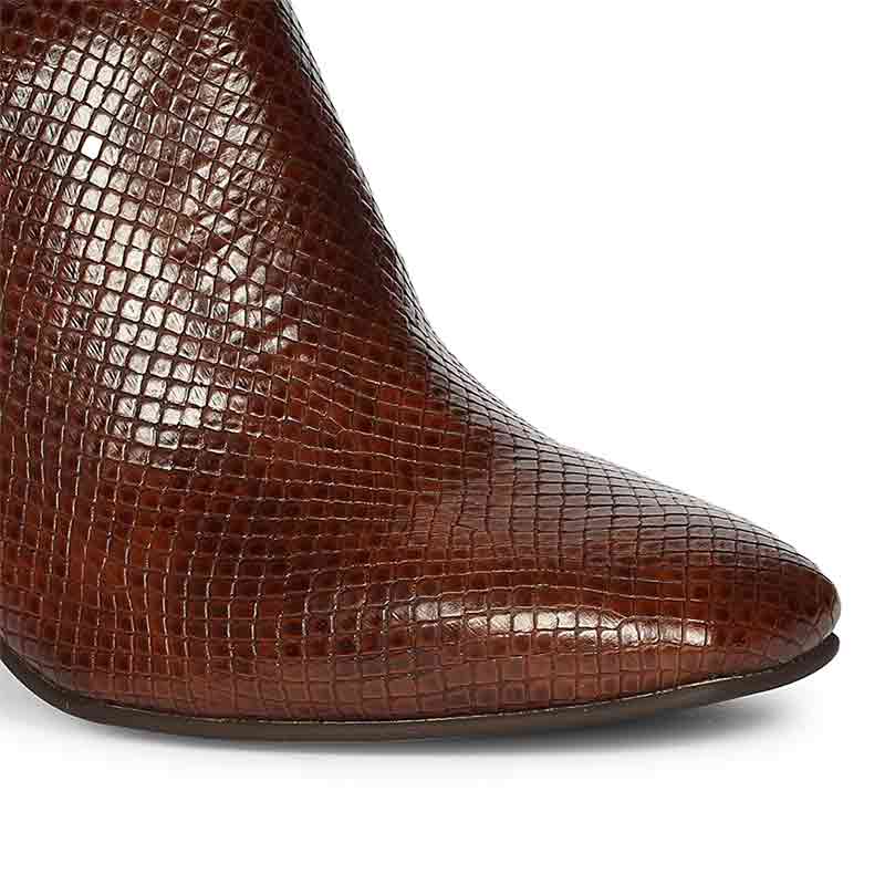 Saint Amara Chestnut Snake Embossed Leather Ankle Boots