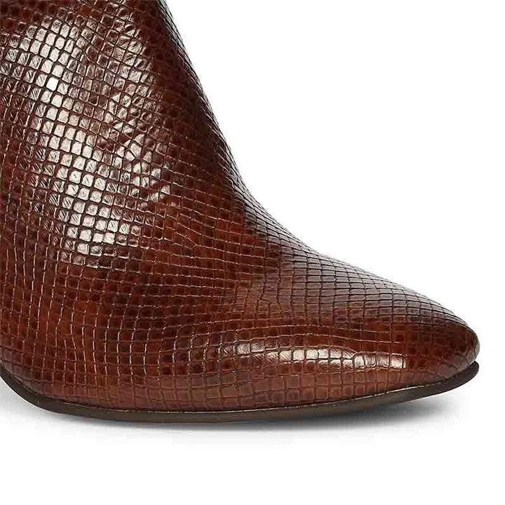 Saint Amara Chestnut Snake Embossed Leather Ankle Boots