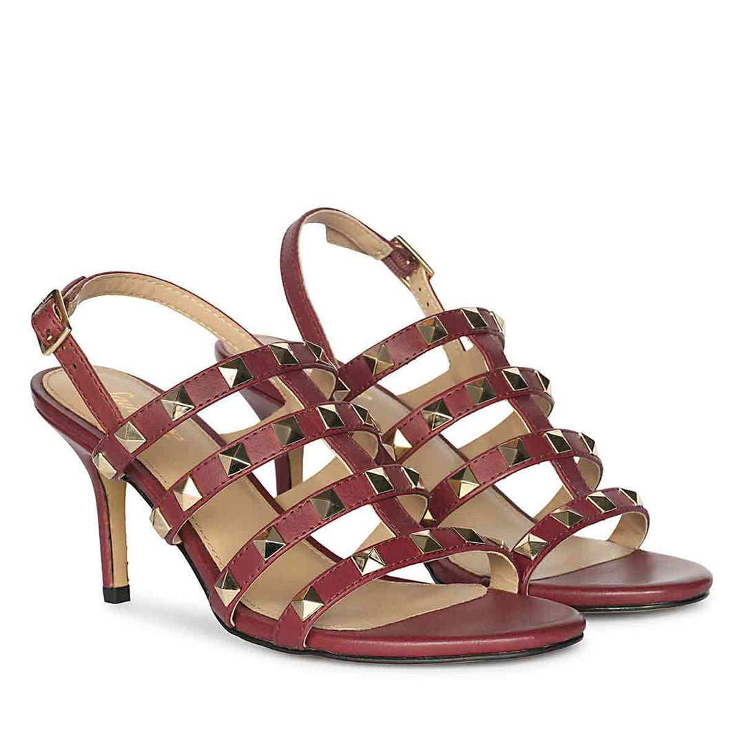 Saint Colette Rockstud Bordo Leather Stilettos