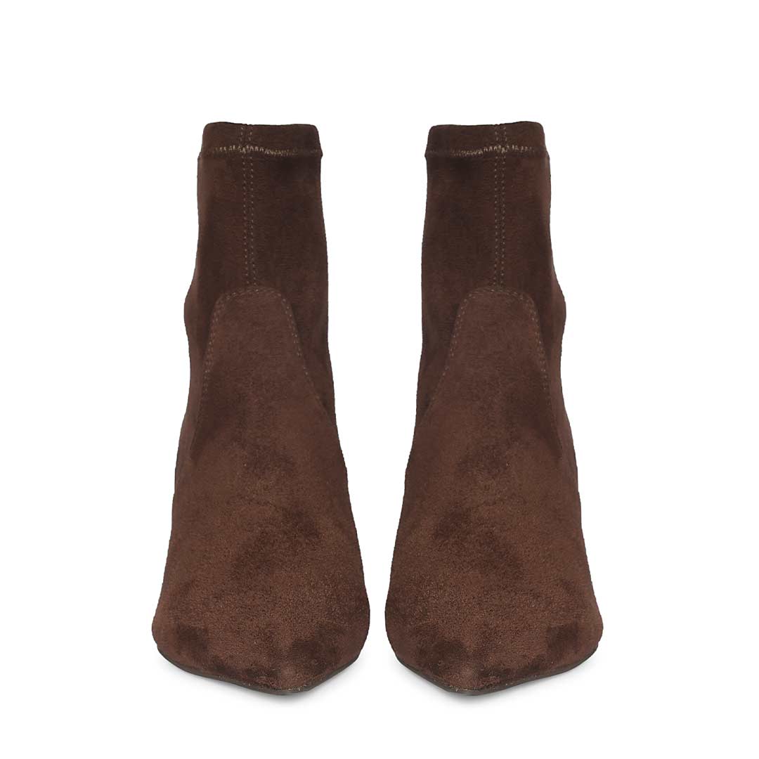 Saint Avery Brown Stretch Suede Kitten Heel Boots