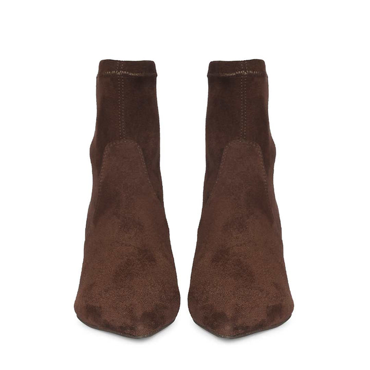 Saint Avery Brown Stretch Suede Kitten Heel Boots