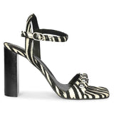 Saint Avery White Leopard Raffia High Block Heels