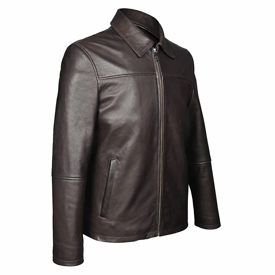 Saint Jory chocolate Leather Men's Jacket