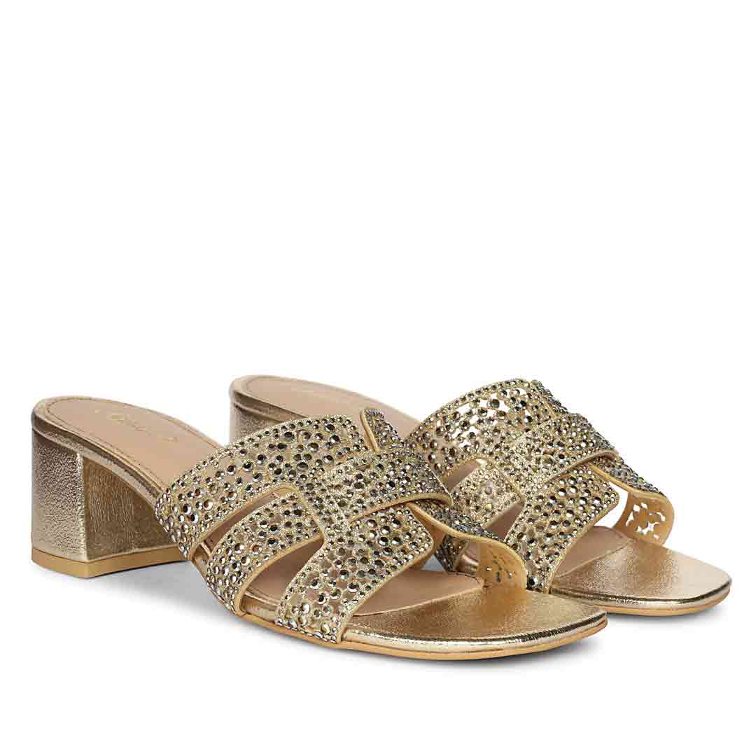 Saint Gold Leather Block Heels