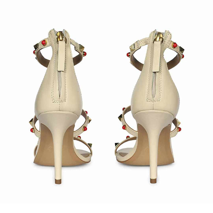 Saint Juniper Studded Off-White Leather Stilettos