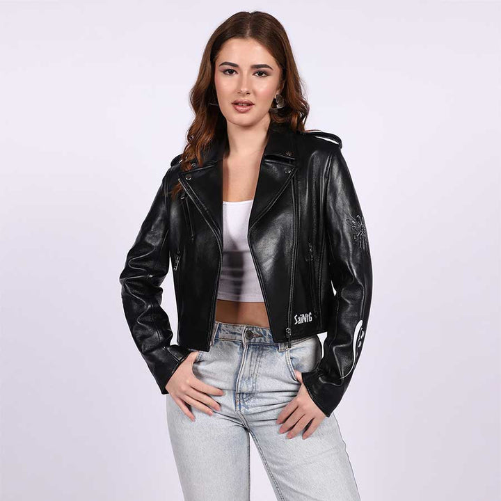 Saint Saira Black Leather Women Jackets