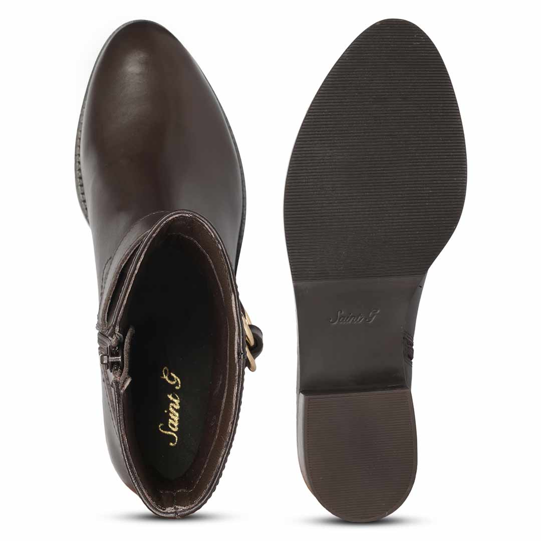 Saint Marina Brown Leather High Ankle Boots